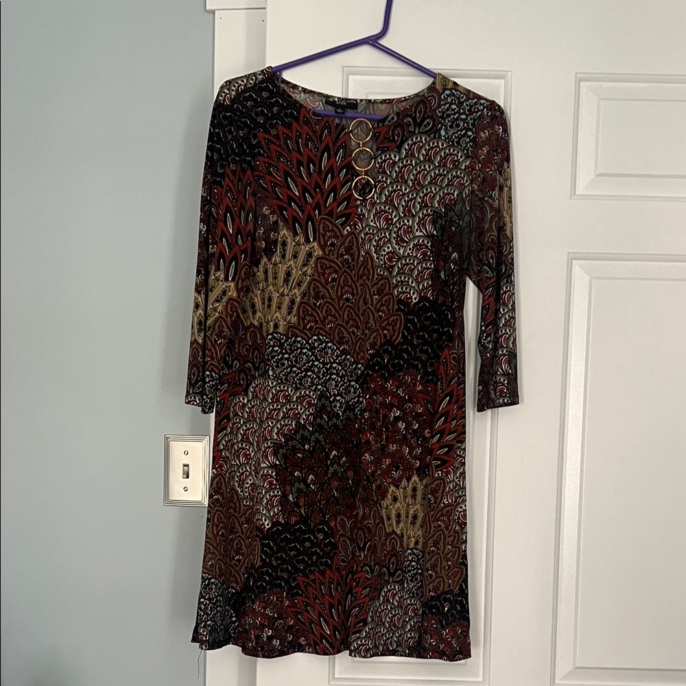 MSK Black and Red Patterned Midi Dress